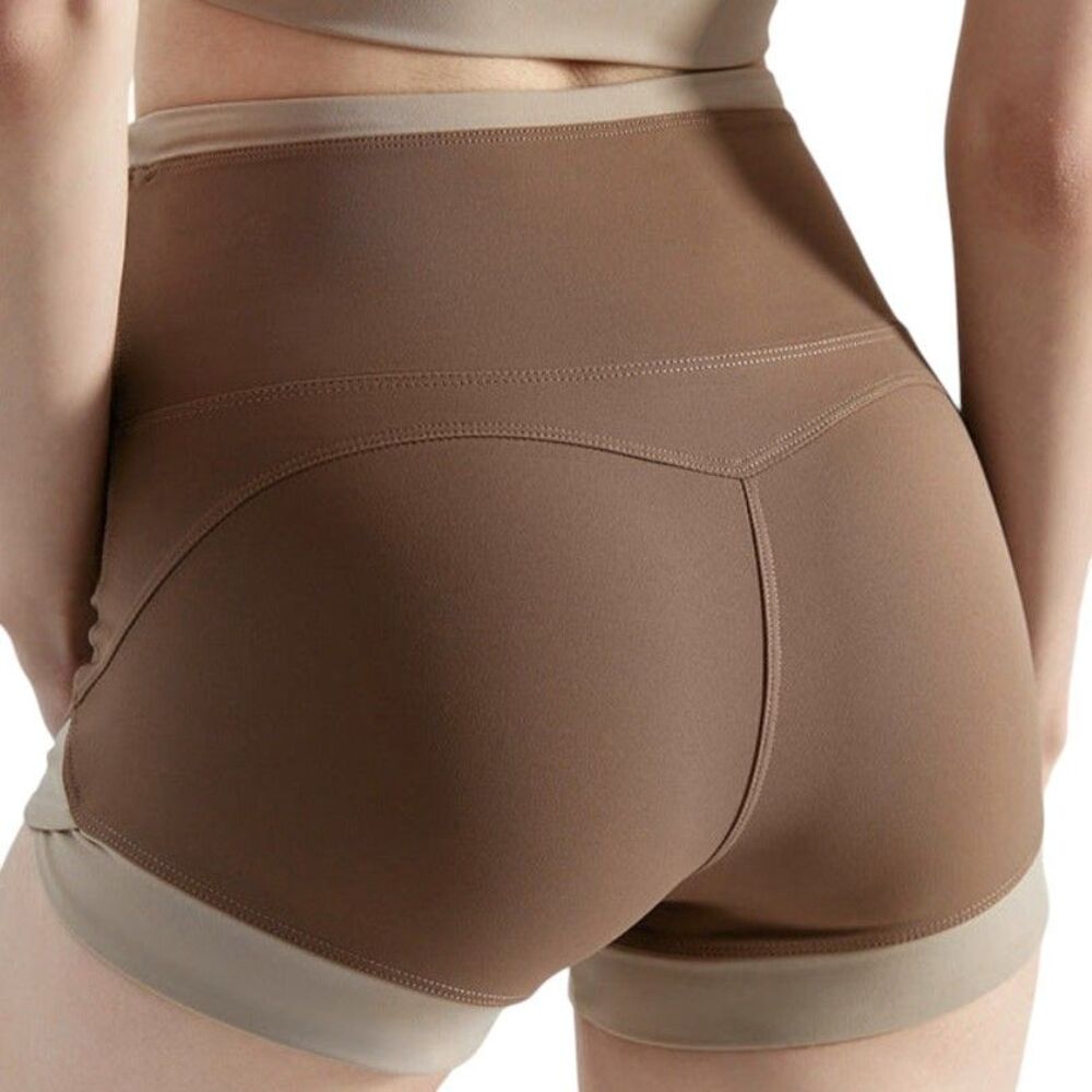 Halara Brown Tan Two Tone High Waist Active Shorts Size Medium